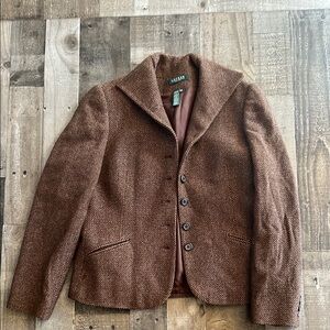 Lauren,‎ Ralph Lauren size 12 petite Brown Tweed Jacket